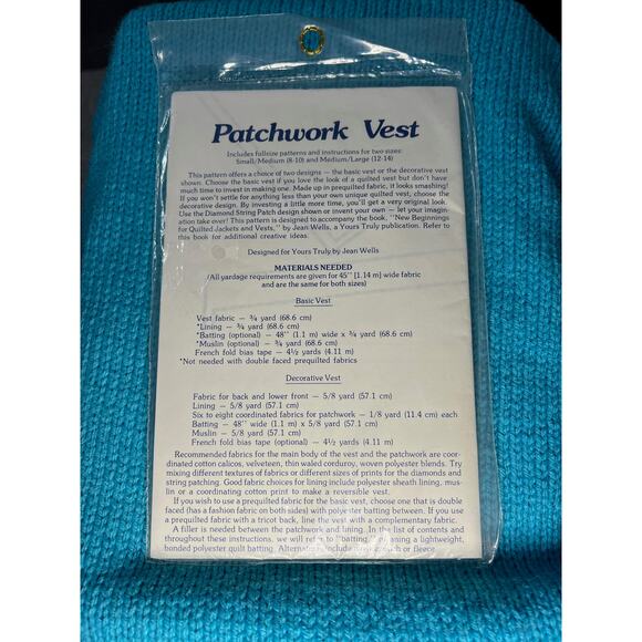 Sewing pattern quilted patchwork vest 1980s boho Size Small Medium Large - Picture 3 of 6